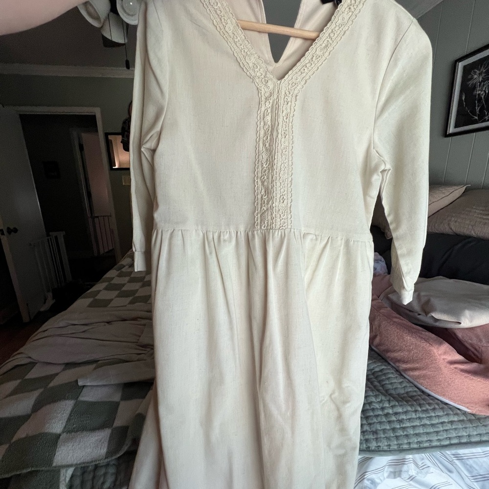 Cream Long Sleeve Dress